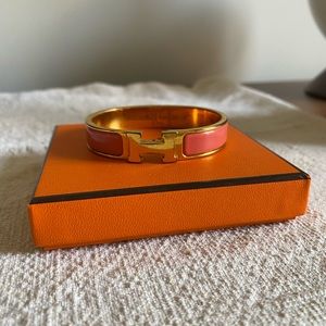 Hermès Clic H Bracelet, Petite, Coral and Gold
